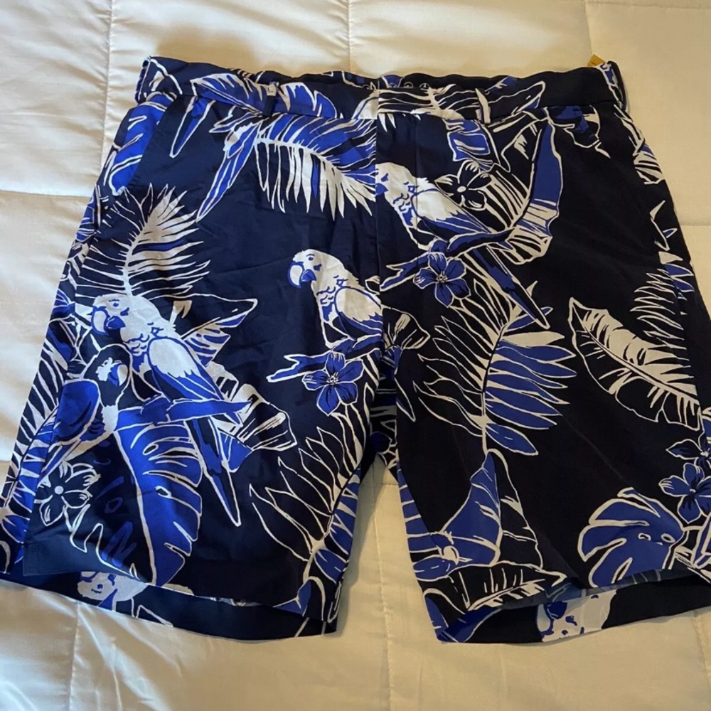 Polo Ralph Lauren Golf Shorts, navy, parrot, polo crest, men’s 36, floral blue